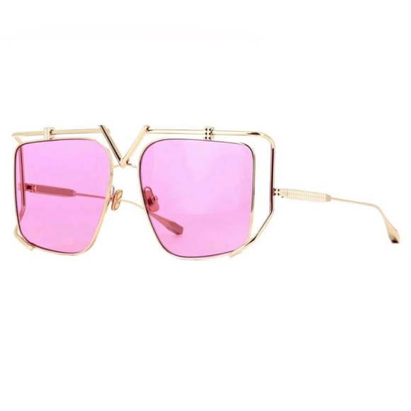 Valentino Pink and Gold Geometric Sunglasses